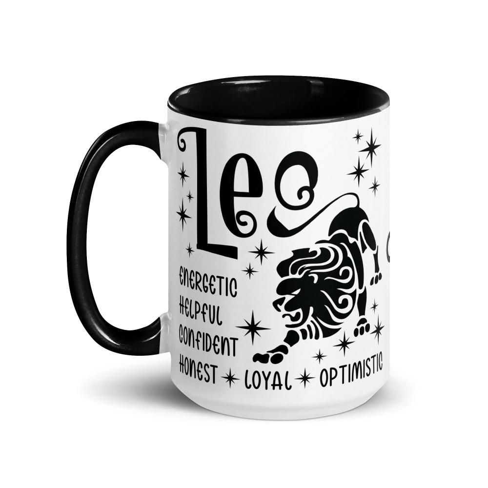 Leo Zodiac Positive Traits 15 oz Mug with Black Handle - https://ascensionemporium.net